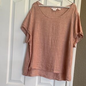 Isaac Mizrahi Short Sleeve Linen Top - Blush